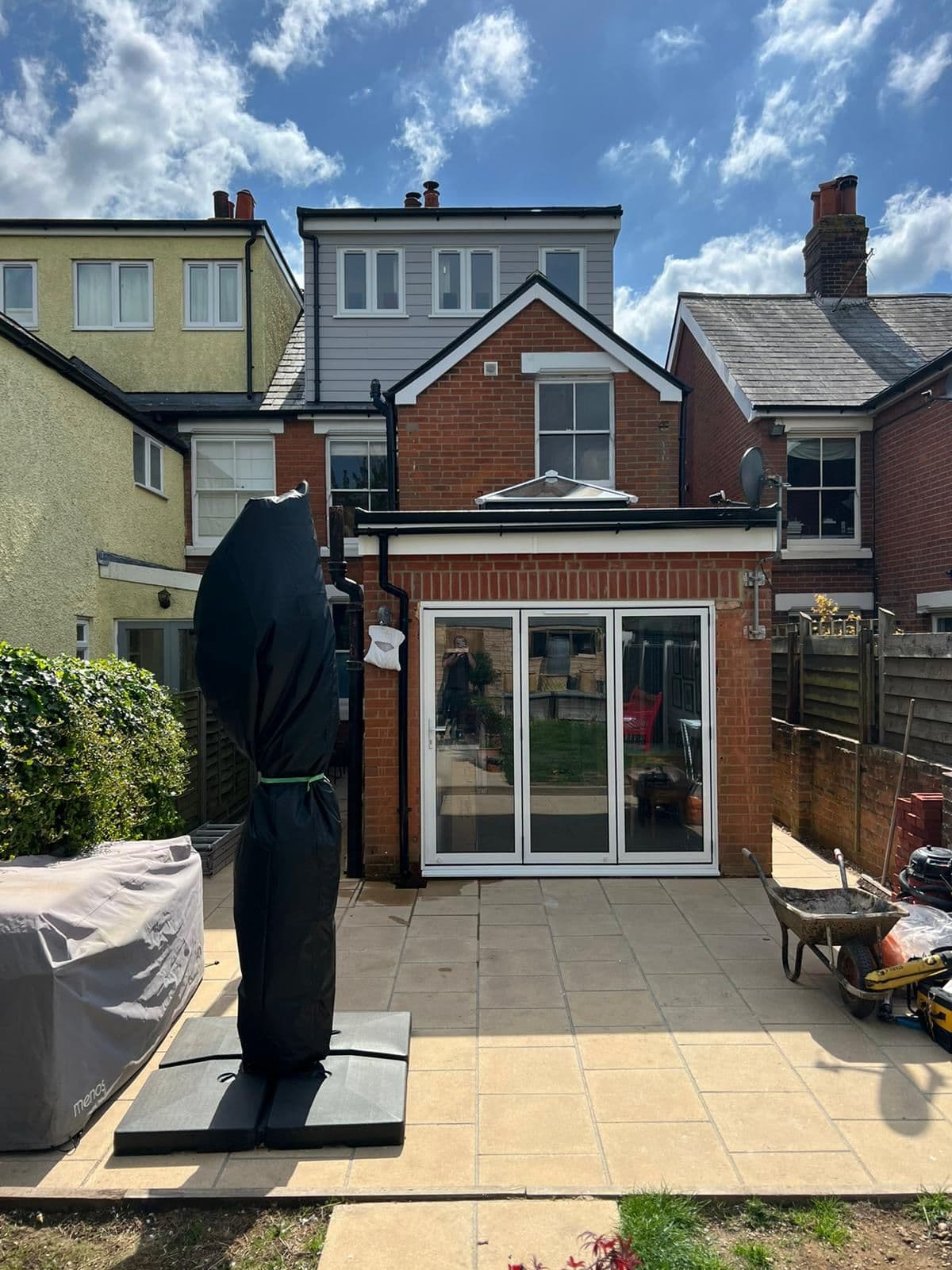 Single-storey rear extension with bifold doors and a roof lantern